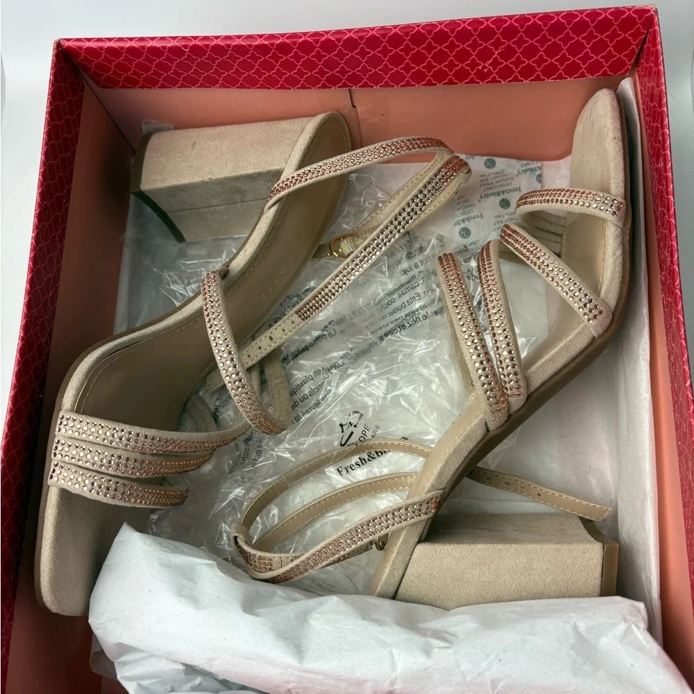 Kelly & Katie blush/nude rhinestone heels 7.5